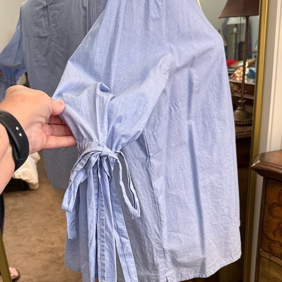 J. Crew Sky Blue Blouse with Ruffled Sleeves - Picture 3 of 12